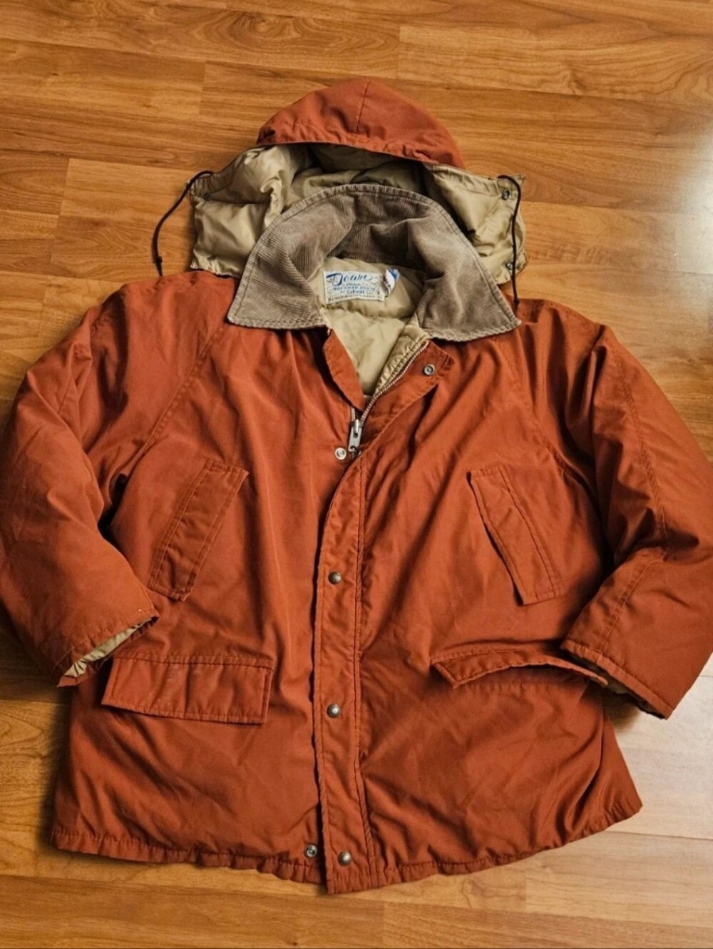 Vintage Schott Jacket Mens Medium Orange Down 70s Puffer Coat Parka